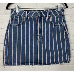 PacSun Red White Blue Striped Cotton Denim Mini Skirt Sz‎ 26 GUC